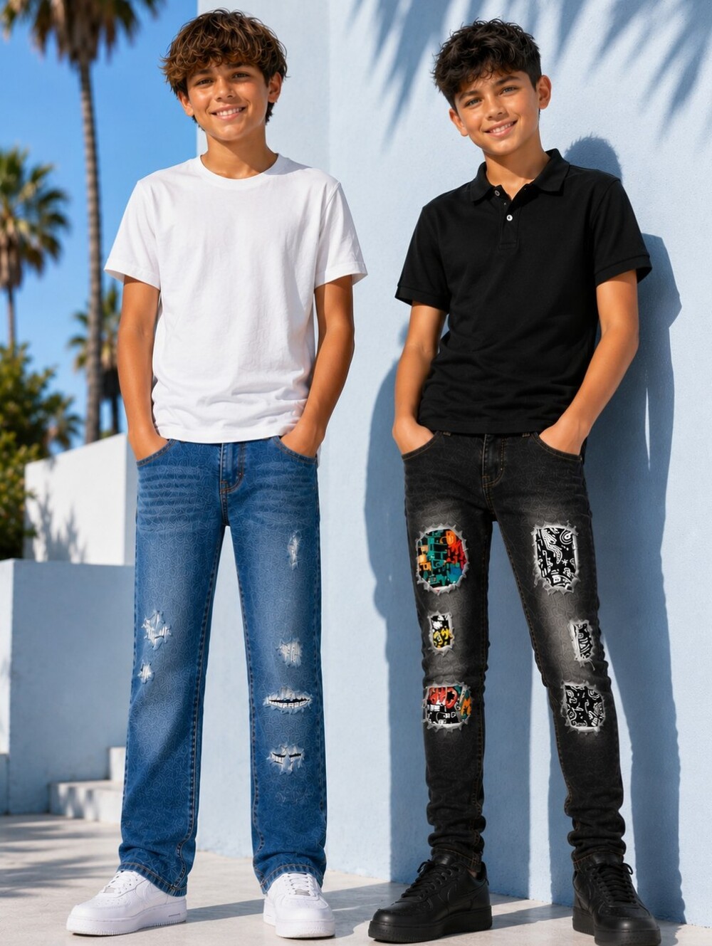 Lot TRUE RELIGION Geno Relaxed Slim Jeans Boys SIZE 10 DESTROYED Graffiti JEANS